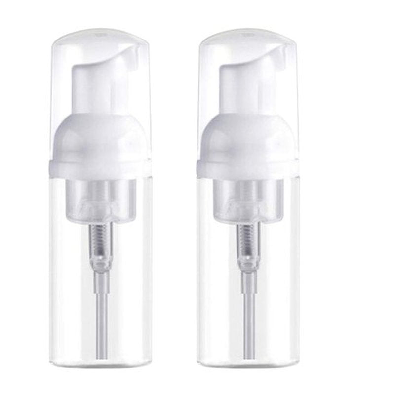 KEAIYYJ® Foam Pump Bottle Travel Size Mousse Small Mini Soap Dispensers Clear Plastic Empty Refillable Containers 1.7 oz 2 Pack