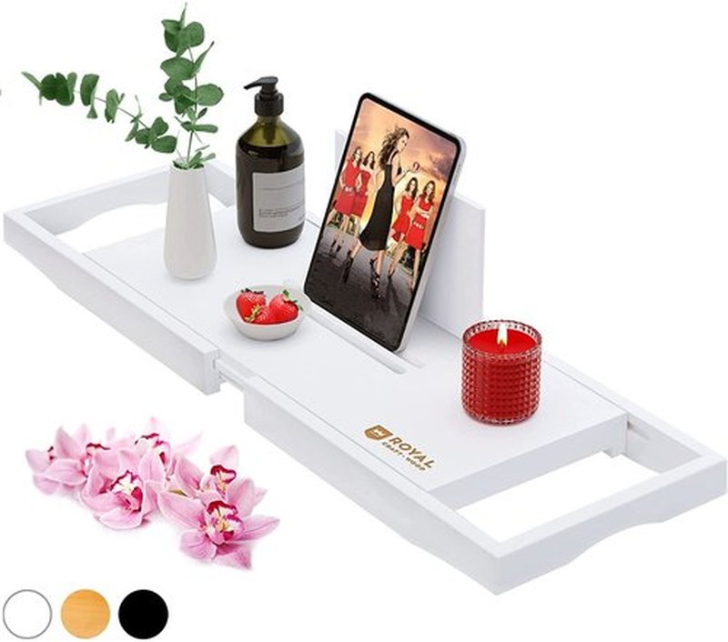 ROYAL CRAFT WOOD Premium Bathtub Tray - Expandable Bath Tray for Tub - Luxury Bathtub & Bathroom Accessories