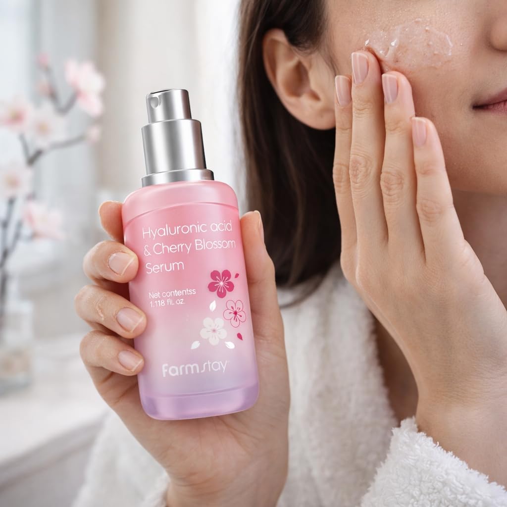 Farm. Stay Hyaluronic Acid & Cherry Blossom Serum, Hydrating Face Moisturizer, 1.18 fl oz, Lightweight Daily Facial Cream for Soft Smooth Radiant Skin