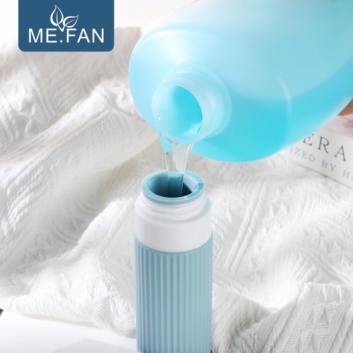 ME.FAN Travel Bottles for Toiletries, TSA Approved 3oz Silicone Travel Size Containers/Portable Split Bottle, Travel Accessories for Conditioner, Shampoo, Lotion - 4 Pack Blue