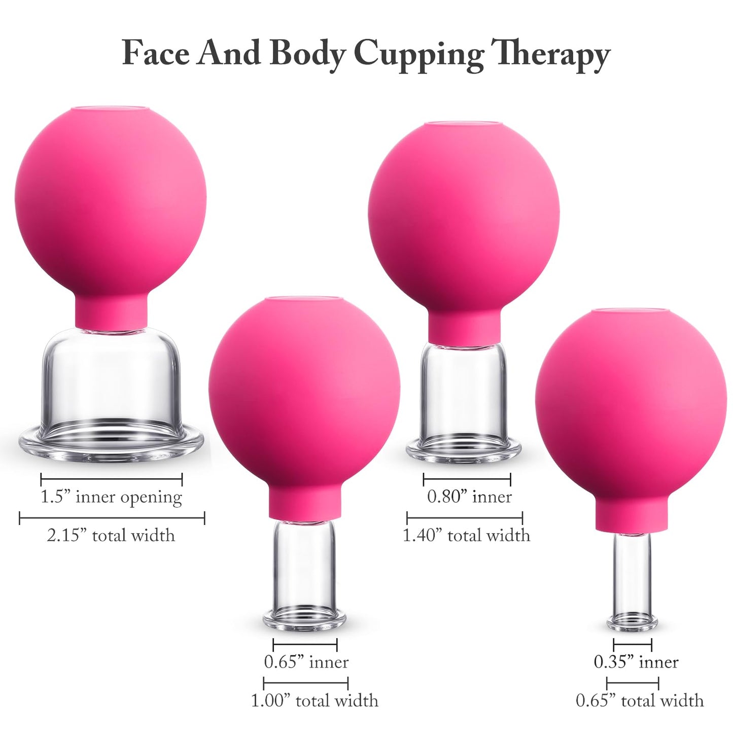 BBTO 4 Pieces Glass Cupping Set Glass Silicone Cupping Cups Massage Vacuum Suction Cupping Cups for Body Face Leg Arm Back Shoulder Muscle and Joint Pain (Rose)