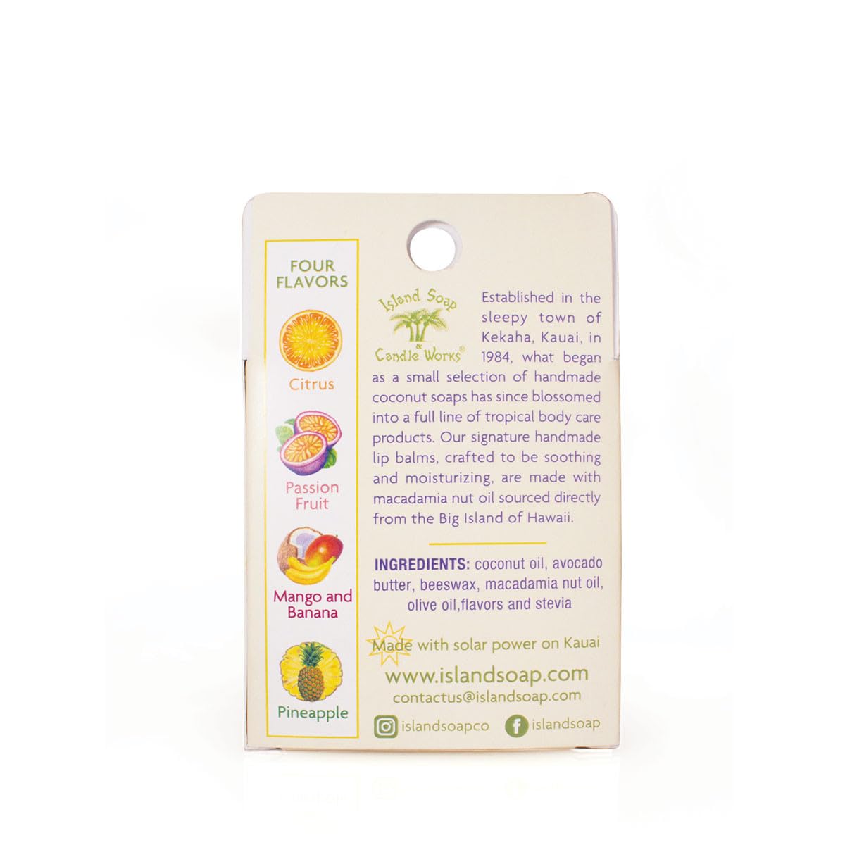 Tropical Lip Balm Stick Sample Pack - 4 Assorted Flavors | Moisturizing & Handmade in Hawaii