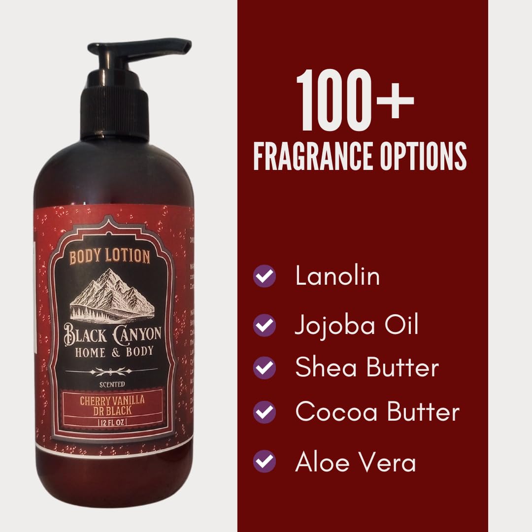 Black Canyon Cherry Vanilla Dr Black Scented Body Lotion with Lanolin and Jojoba Oil, 12 Oz (2 Pack)