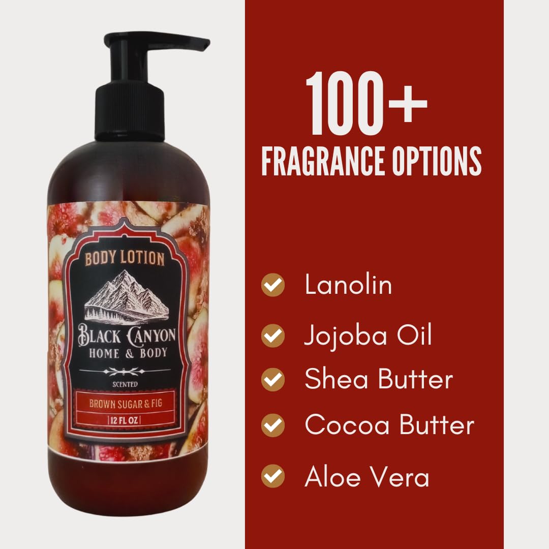 Black Canyon Brown Sugar & Fig Scented Body Lotion with Lanolin and Jojoba Oil, 12 Oz