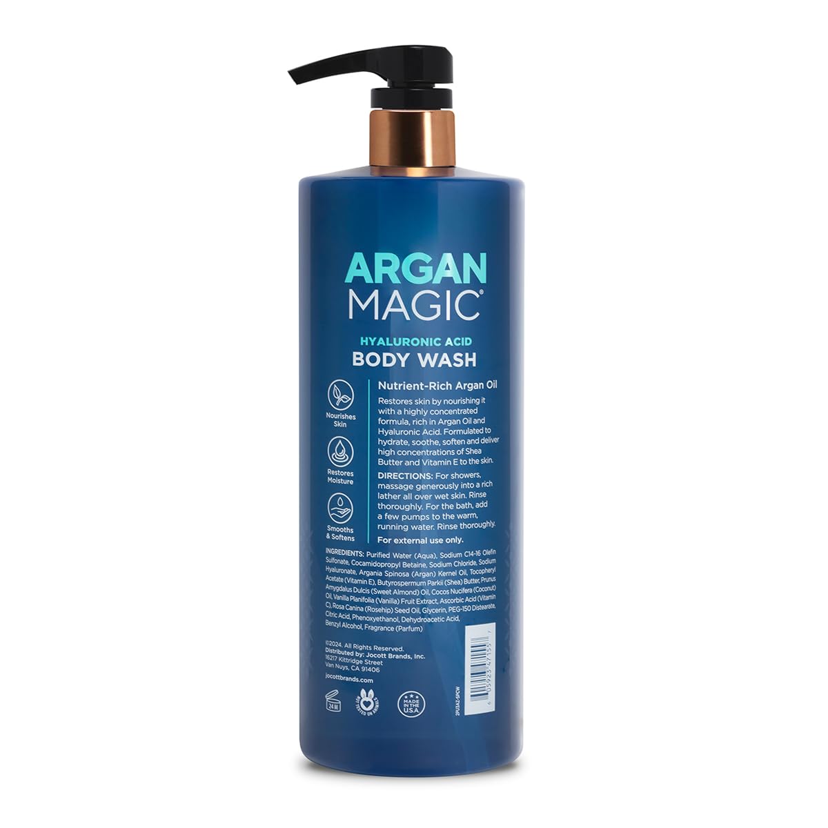 Argan Magic Hyaluronic Acid Body Wash - Cleanses, Refreshes & Softens with Hydrating Hyaluronic Acid and Nourishing Argan Oil | Paraben Free (32 Fl Oz)