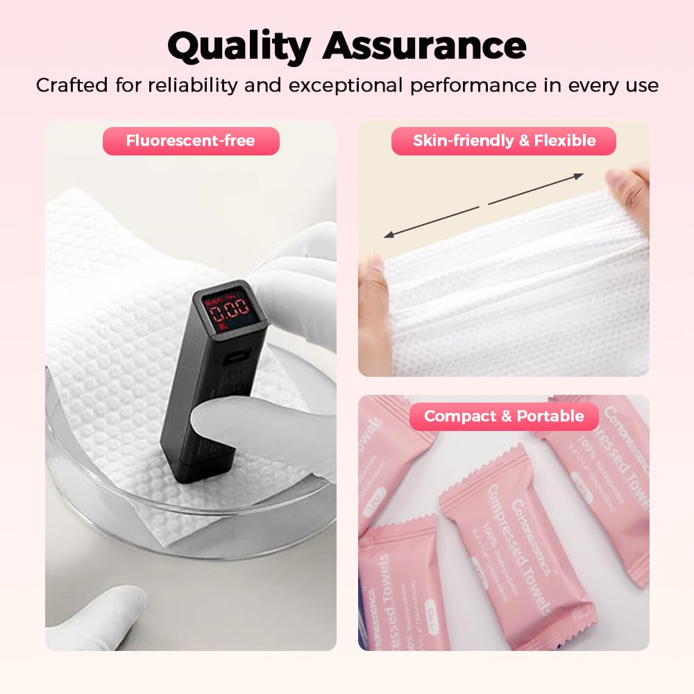 Compressed Towels, Disposable Face Towel, Compressed Towel Tablets, Portable Cotton Coin Tissues, Soft Thick Expandable Towels for Travel, Camping, Home, Outdoor, Gym, Makeup Removal (30, Pink)