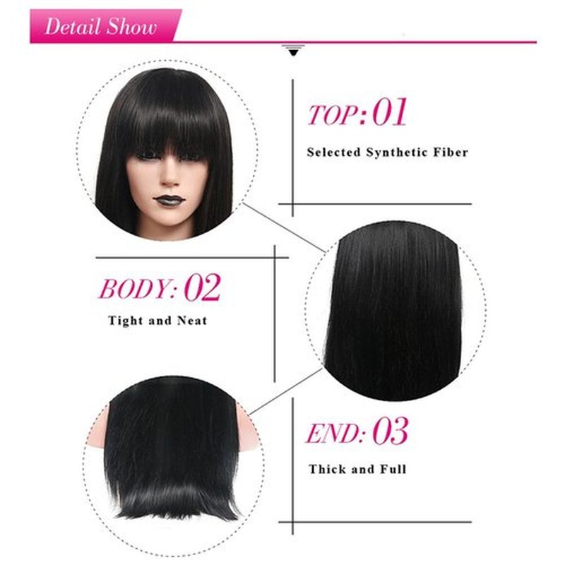 BERON 14 Inches Black White Women’s Black White Curly Wig with Bangs Two Tone Wig for Women Halloween Cosplay Wig for Daily Use Synthetic Wigs (Black and White)