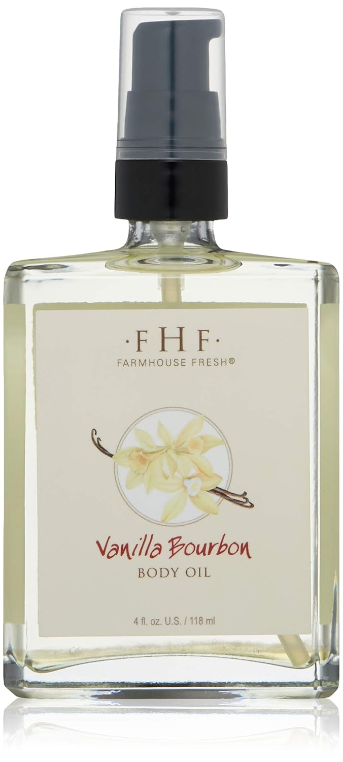 FarmHouse Fresh Vanilla Bourbon Body Oil, Vanilla Bourbon, 4 Fl Oz