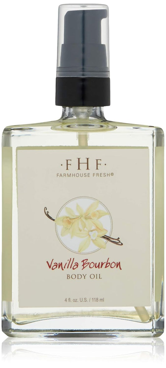 FarmHouse Fresh Vanilla Bourbon Body Oil, Vanilla Bourbon, 4 Fl Oz