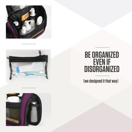 VENTURE 4TH Hanging Travel Toiletry Bag for Women & Men - Travel Organizer with Expandable Compartments & Removable Clear Pouch for Toiletries (Purple)