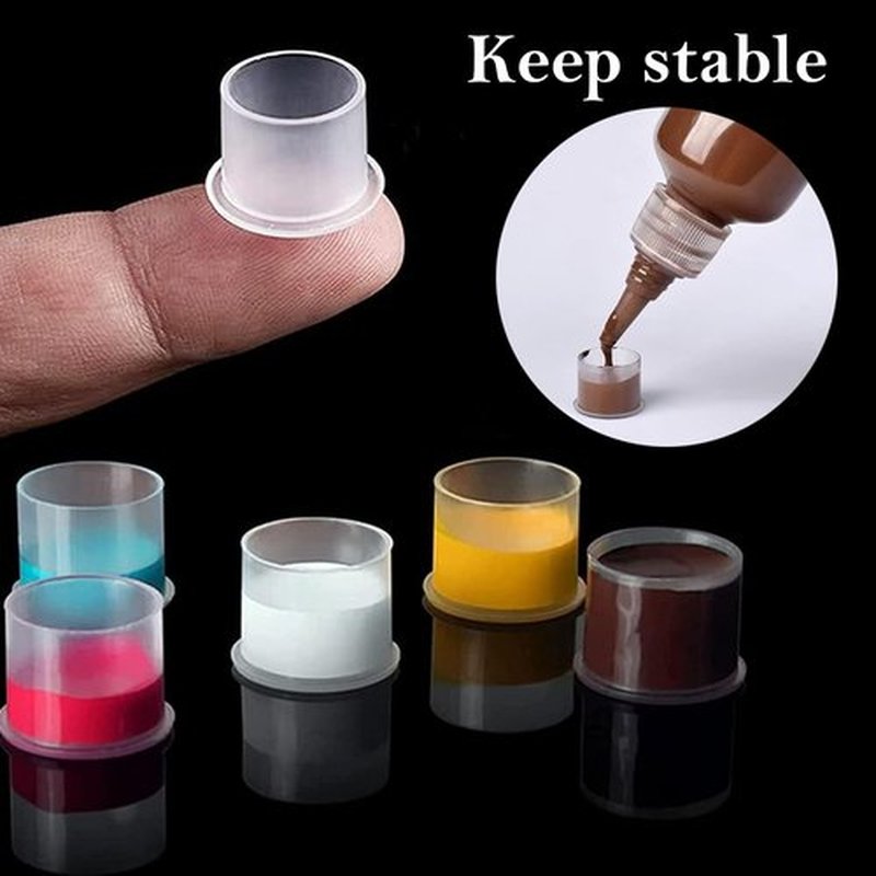 Ink Caps Cups, Urknall 500pcs Ink Caps with Base #20mm Extra Large Tattoo Ink Cups Tattoo Caps for Ink Tattoo Ink Cups Pigment Cups Tattoo Plastic Cap(#20MM)