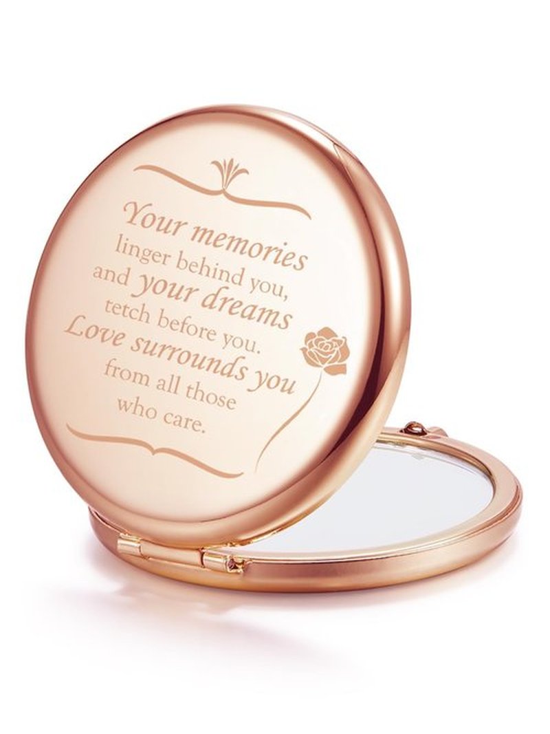 Getinbulk Personalized Compact Mirror for Women, Unique Small Present for Her Mom Best-Friends Teacher Sister Coworker Grandma (Rose Gold)