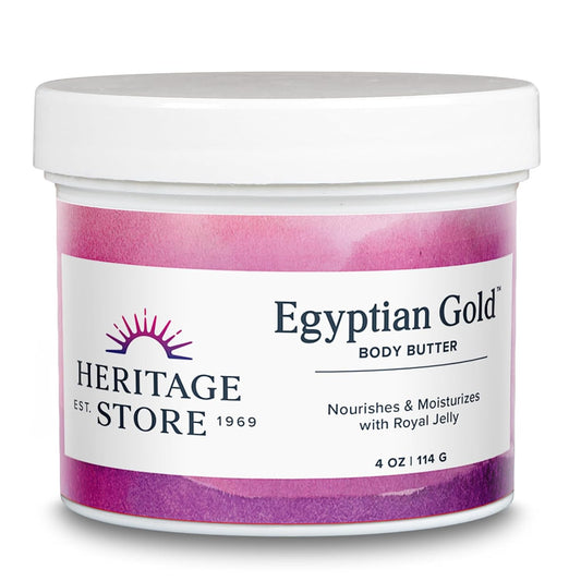Egyptian Gold Body Butter - Nourishing Moisturizer for Dry Skin with Royal Jelly & Black Seed Oil, 4oz