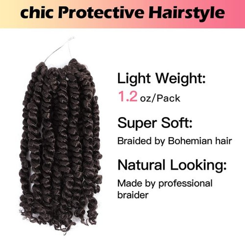 Niseyo 8 Inch Passion Twist Hair Pre-twisted 8 Packs Pre-looped Crochet Passion Twist Crochet Hair Short Braids (8Packs, 4#/Brown)
