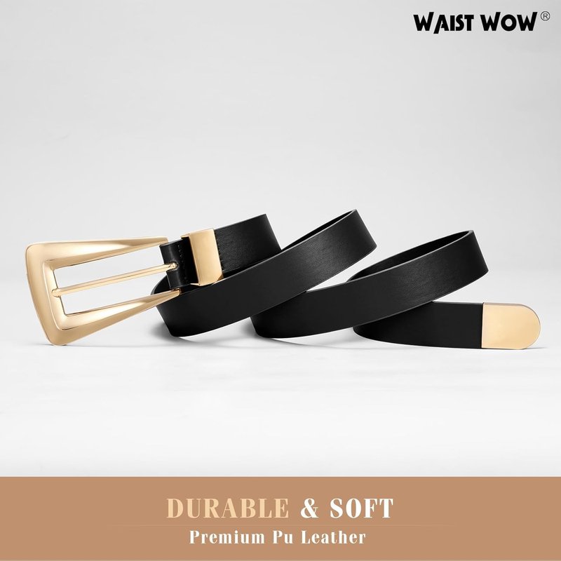 Stylish Women's Leather Belts for Jeans - Fashion Waist Belt with Gold/Silver Buckle | Versatile Accessories