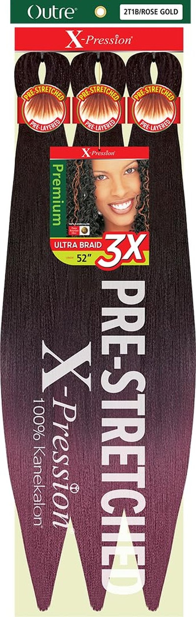[3 PACK DEAL] Outre X-Pression Braid-Pre Stretched Braid 52" 3X 3 Packs (2T1B/ROSE GOLD)