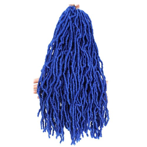 Soft Locs Crochet Hair 18inch 6 Packs Faux Locs Crochet Hair Pre Looped Blue Color Synthetic Hair Soft Locs Curly Wavy Crochet Braids Hair for Women (18 Inch, 6Packs Blue)