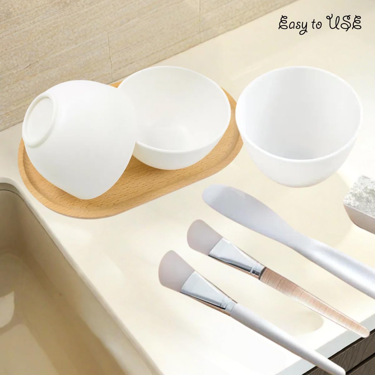PLINNILUY 10 Pcs Diy Face Mask Mixing Bowl, Home Use Silicone Facial Mask Mixing Bowls Set Reusable Facial Mask Mixing Masks Set- DIY Skincare Mixing Tool Kit (White-10Pcs)