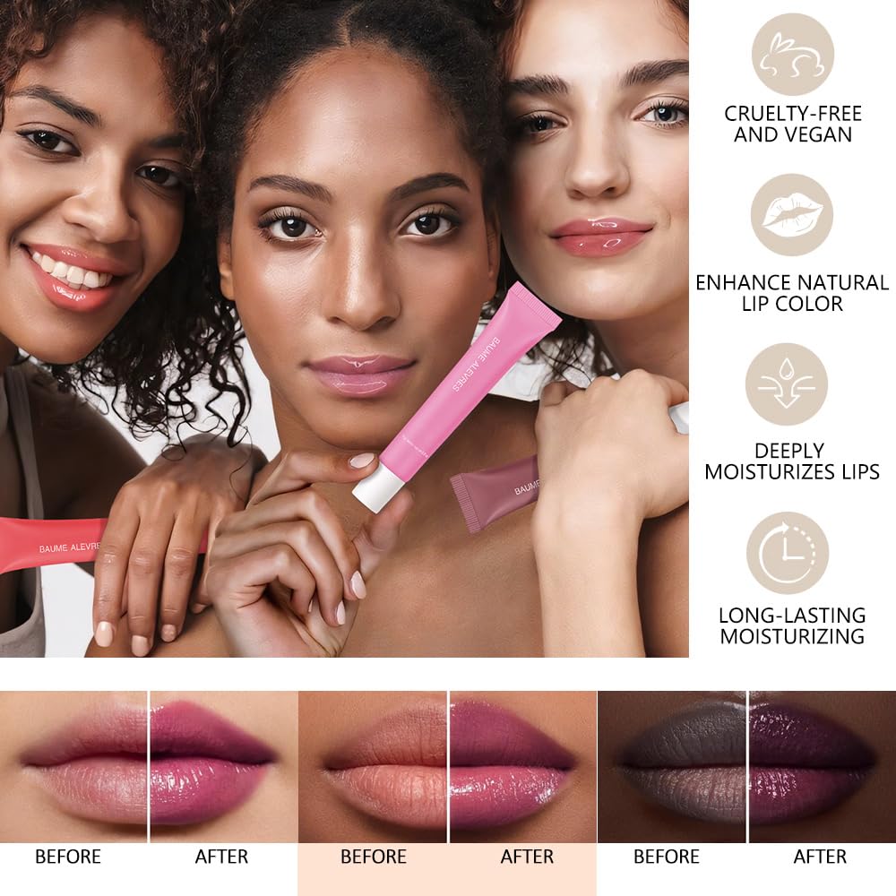 HHLTOH Butter Lip Balm – Ultra-Hydrating Lip Care with Shea Butter & Olive Oil, Soothes Dry Lips with Natural Tint & Gloss Effect,Lip Plumper Moisture & Light Lip Stain Finish #6 Pink Candy