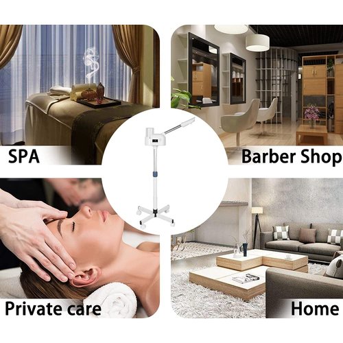 Upgrade Professional LCD Facial Steamer with Hot Mist, Esthetician Steamer for Salon Spa & Home, Stand Facial Steamer On Wheels, 33.8oz Large Upper Inlet Cup