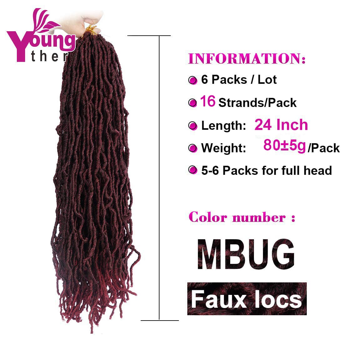 6 Packs New Faux Locs Crochet Hair Most Natural 24 inch New Soft Locs Crochet Hair New Goddess Locs Crochet Hair for Black Women (24 inch 6packs, Mbug)