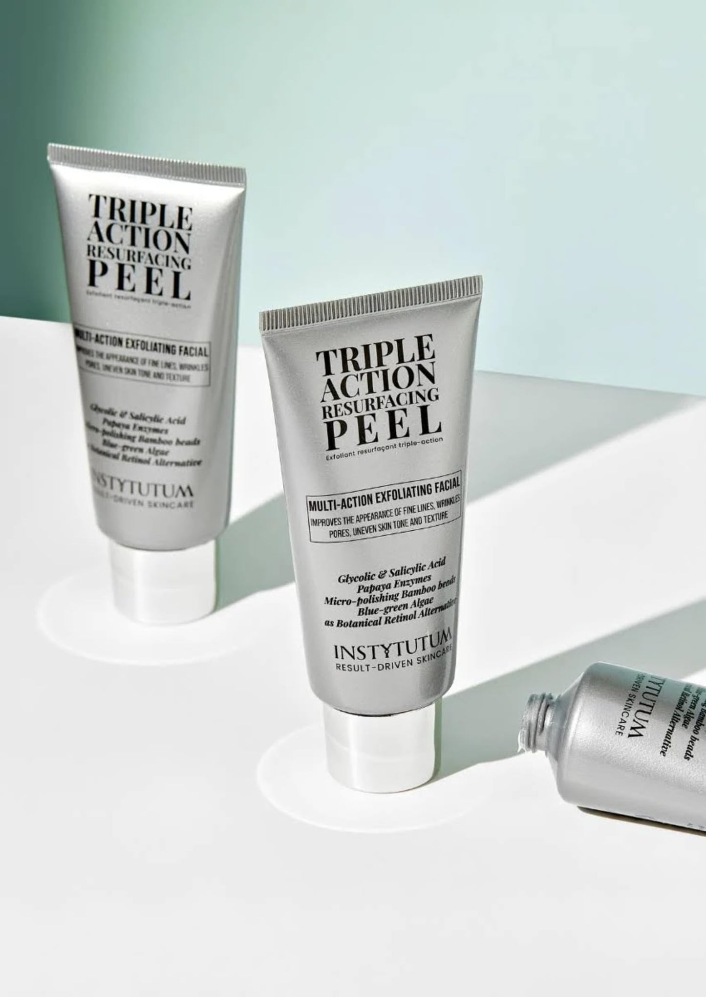 Instytutum Triple Action Resurfacing Peel 2 oz / 60 ml – Multi-Action Exfoliating Facial Treatment with Glycolic Acid, Salicylic Acid, Papaya Enzymes, Blue-Green Algae & Hyaluronic Acid