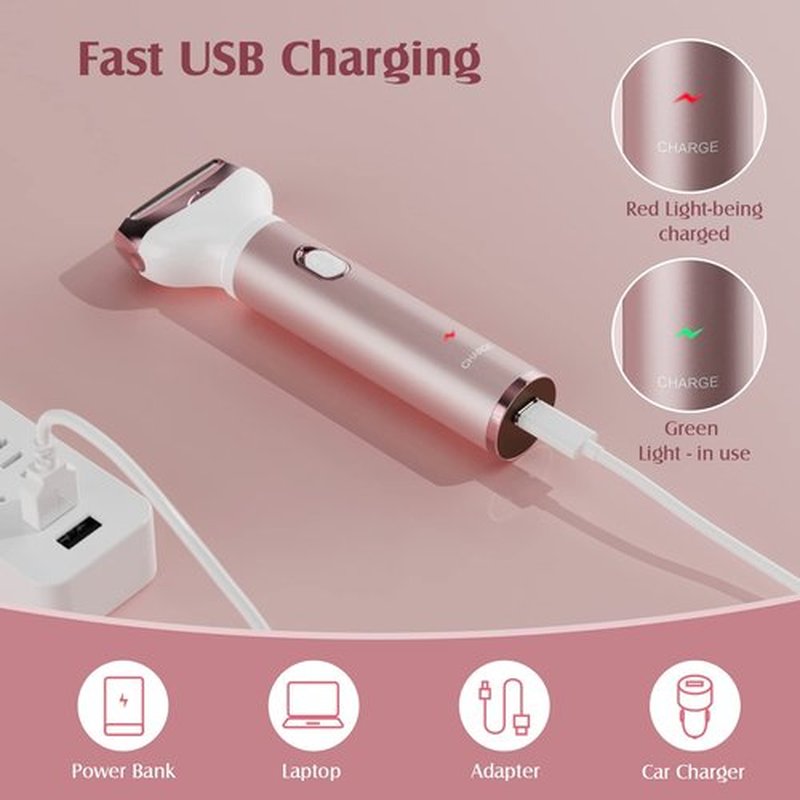 Womens Electric Razor, 4 in 1 Face Shaver for Women, Facial Hair Remover for Women, Electric Women Bikini Trimmers for Legs, Travel Razor for Eyebrow Ear Nose Hair Lip Beard Armpit, Rose Gold