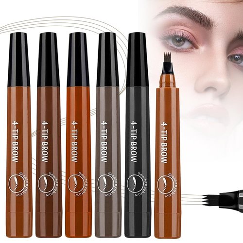Upgrade Microblading Eyebrow Pen, 3D Waterproof Brow Pencil 2PCS Magic Eyebrow Pencil,Eyebrow Tattoo Pencil with 4 Fork Tip,Contouring Pen Natural Gap Filling Eyebrow Pen (5 Color/1pcs)