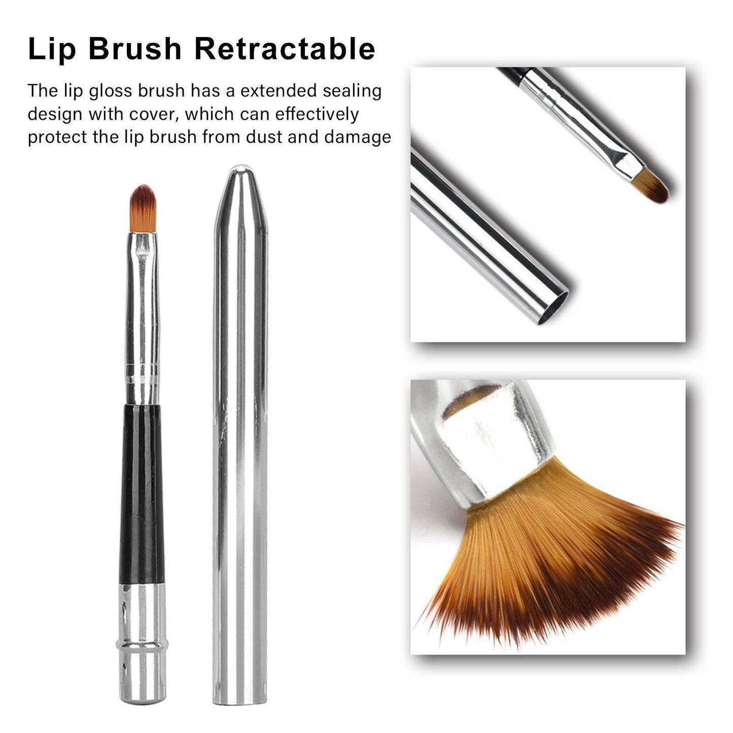 2pcs Aluminum Lip Brush – Extended Sealing Design, Compact & Easy Cleaning, Ideal for Daily Makeup & Professional Use