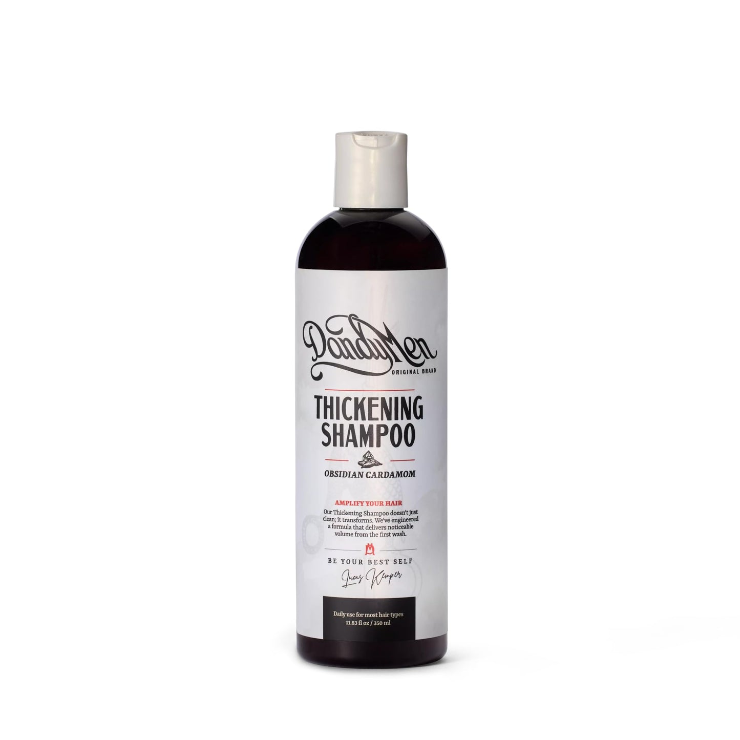DandyMen Thickening Shampoo for Men – Volumizing & Strengthening Hair Wash with Aloe Vera – Scalp Care for Thinning Hair – Obsidian Cardamom, 11.83 oz