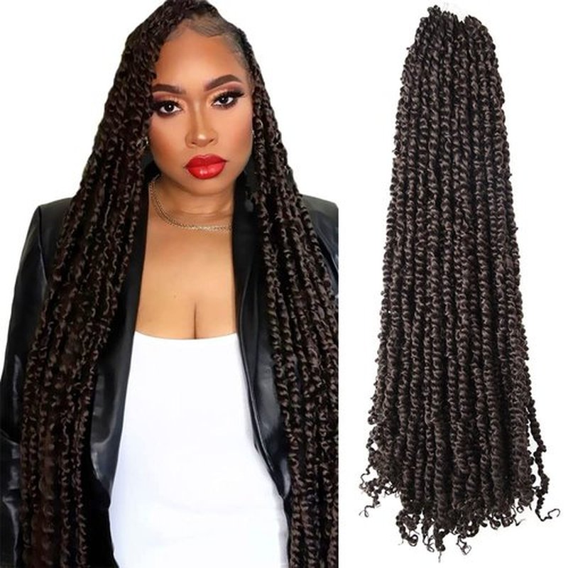 Niseyo 24 Inch Passion Twist Hair Pre-twisted 8 Packs Long Pre-looped Crochet Passion Twist Crochet Hair Long Braids (4#/Brown)