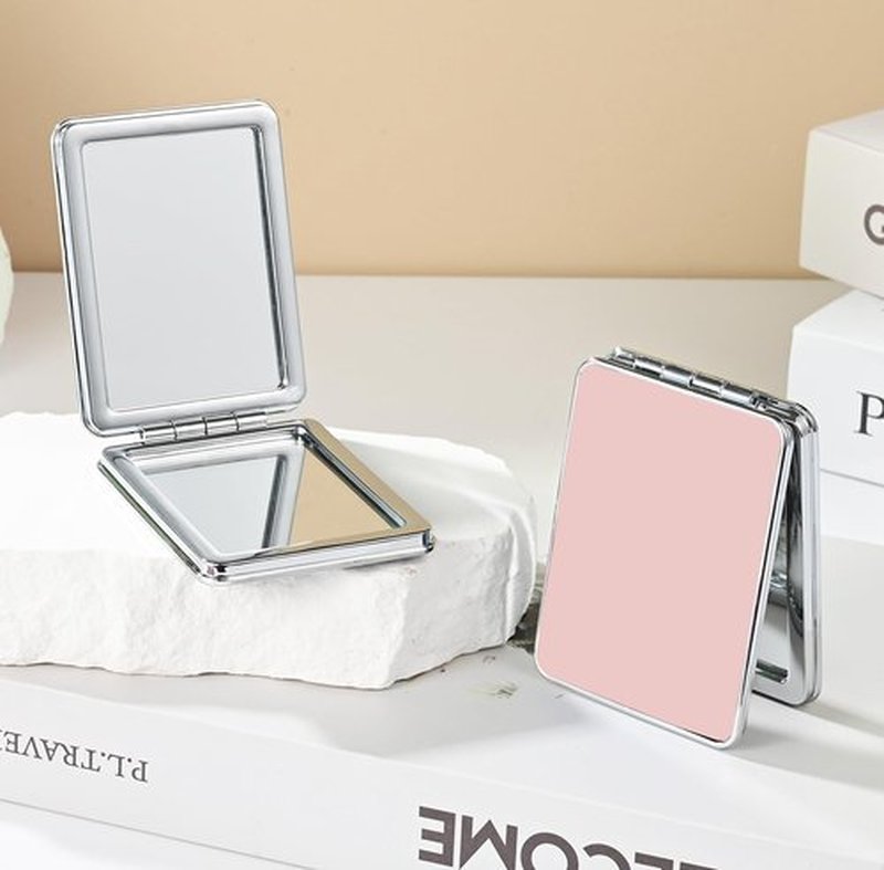 dcdcee Pocket Mirror, Small Travel Mirror with Magnification, Portable Double-Sided Magnifying Cosmetic Mirror for Daily (Pink)