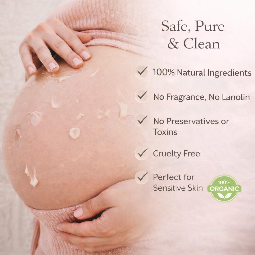 Irene Organics Organic Belly Butter for Pregnancy Stretch Mark Prevention and Treatment Award Winning Anti Stretch Mark Tummy Balm For Pregnancy and Postpartum 8oz - Hydrating Bump Cream