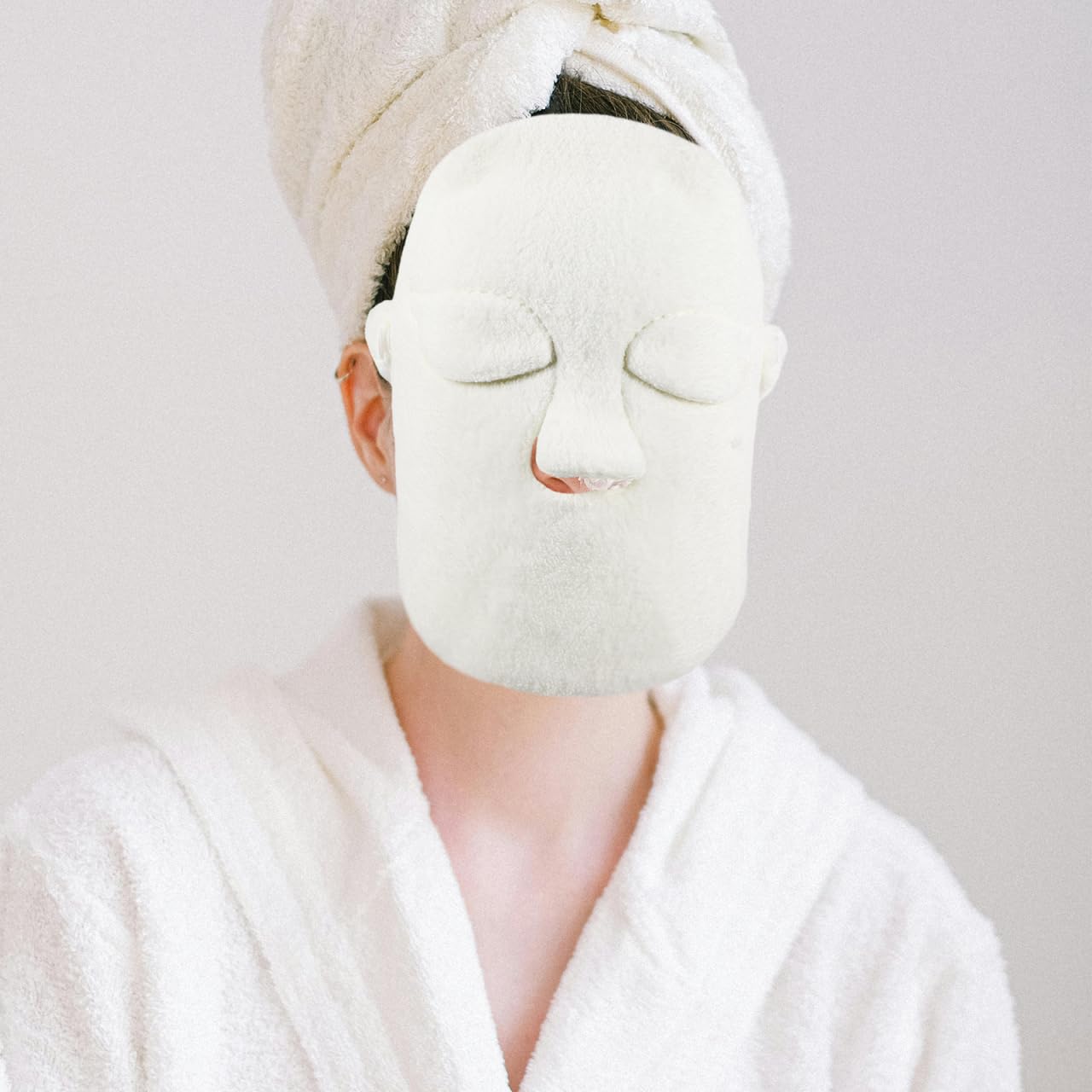 SAFIGLE Hot Cold Compress Face Towel Mask 9.05X9.05In Thickened Double-Layer Reusable Facial Steamer Towel with Secure Fit Rope for Skin Care Steam Therapy