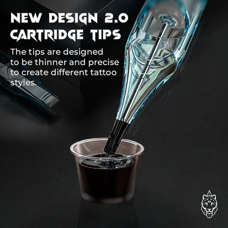 20pcs Tattoo Cartridge Needles- Tattoo Needles Cartridges Sterilized with Membrane Mixed Sizes-Upgraded 2.0 Casing Design- Durable Tattoo Needles for Tattooing - Round Liner (1014RL)