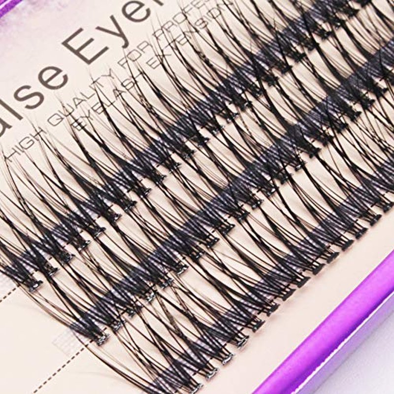 BODERMINCER 8-16mm to Choose Fish Tail Design 120pcs Thickness 0.1mm C Curl 12 Root Women Lady Individual Black False Eyelash Cluster Eye Lashes Extension Tools (10mm)