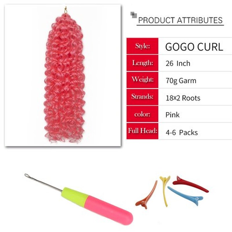 GoGo Curl Crochet hair Pink Water Wave Crochet hair Ombre Synthetic Bohemian Crochet Braid Deep Wave Braiding hair Extensions (Pink, 24inch)