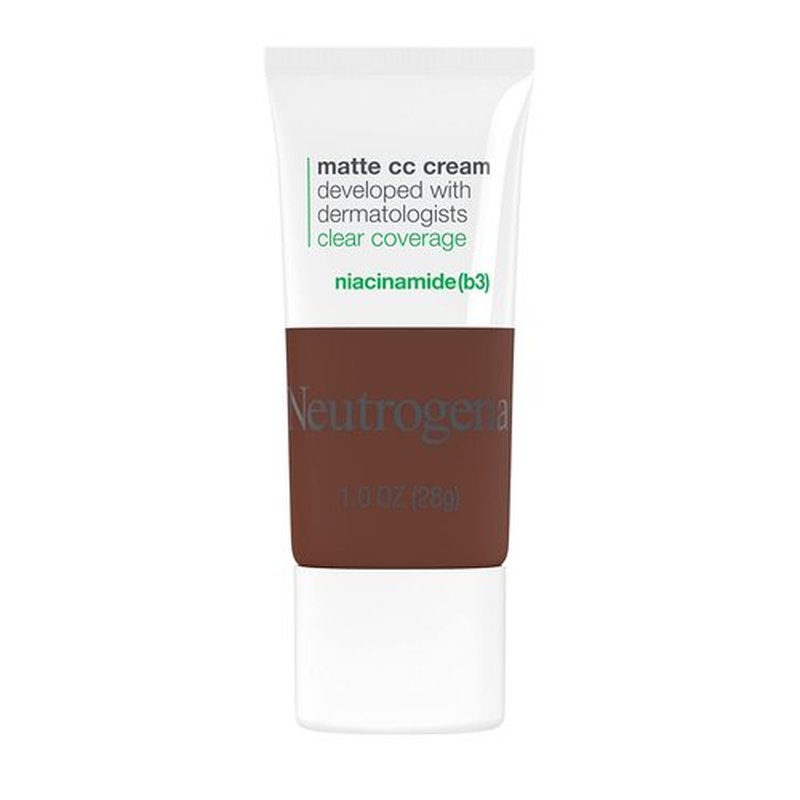 Neutrogena Clear Coverage Flawless Matte CC Cream, Full-Coverage Color Correcting Cream Face Makeup with Niacinamide (b3), Hypoallergenic, Oil Free & Fragrance Free, Sienna, 1 oz