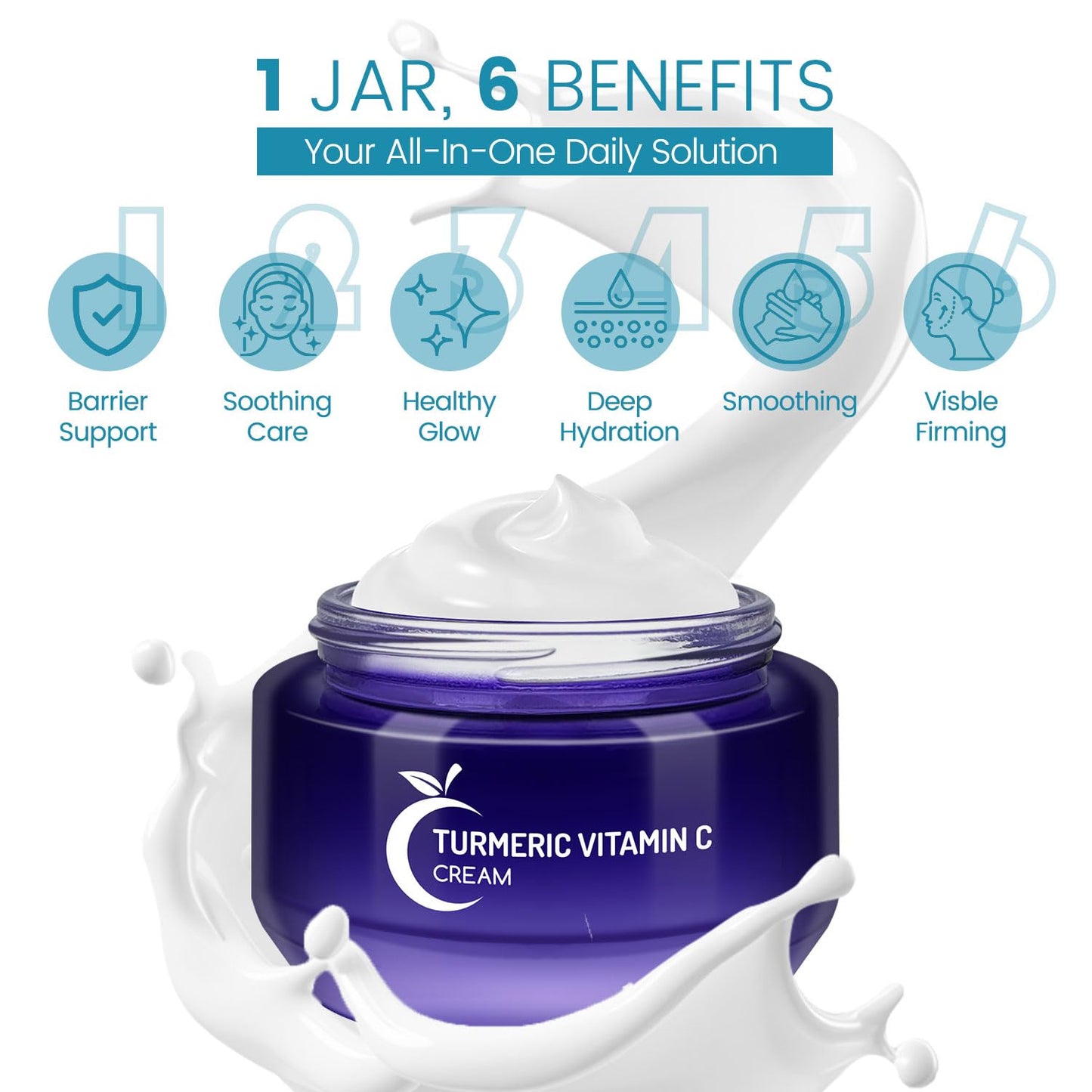 PEGO Turmeric Vitamin C Anti Aging Face Cream,Moisturizing and Hydrating Facial Cream,Anti-Wrinkle, With Turmeric, Jojoba Oil & Hyaluronic Acid, Suitable for All Skin Types 50g