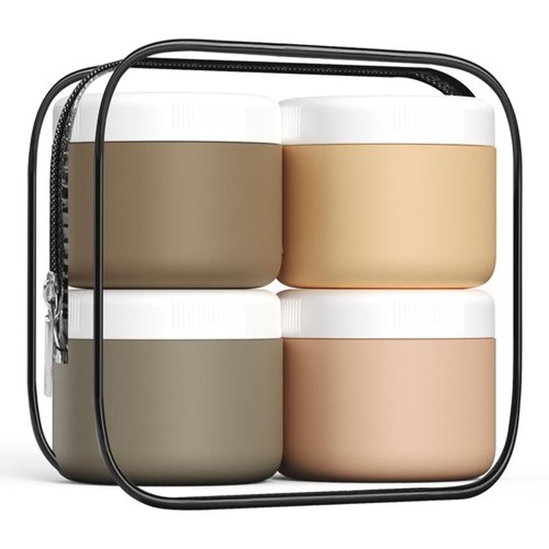 Kuangre Travel Containers for Toiletries, Silicone Cream Jars BPA Free, TSA Approved 3oz Travel Size Containers, Leak-proof Travel Essentials with Lid for Cosmetic Face Hand Body Cream (4 Pack)