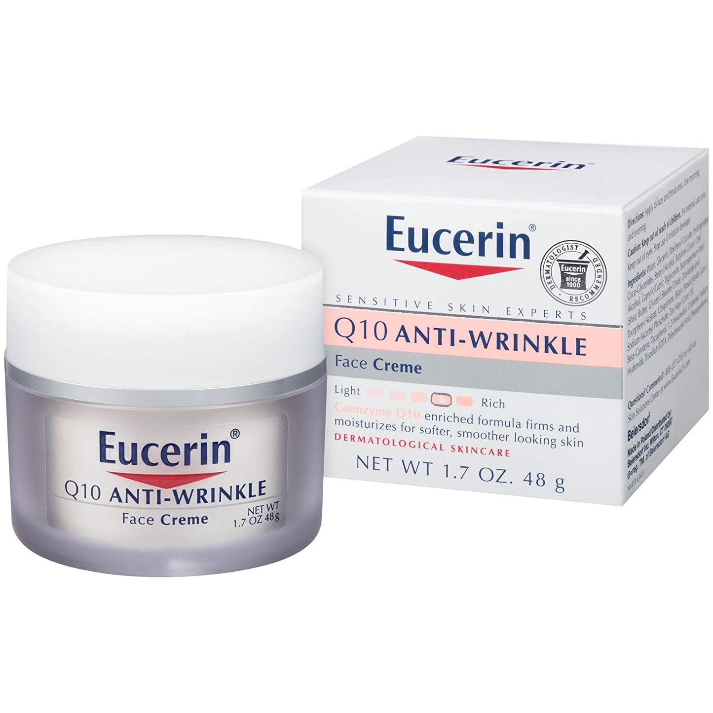 Eucerin Q10 Anti-Wrinkle Face Cream for Sensitive Skin - 1.70 oz (Pack of 2)