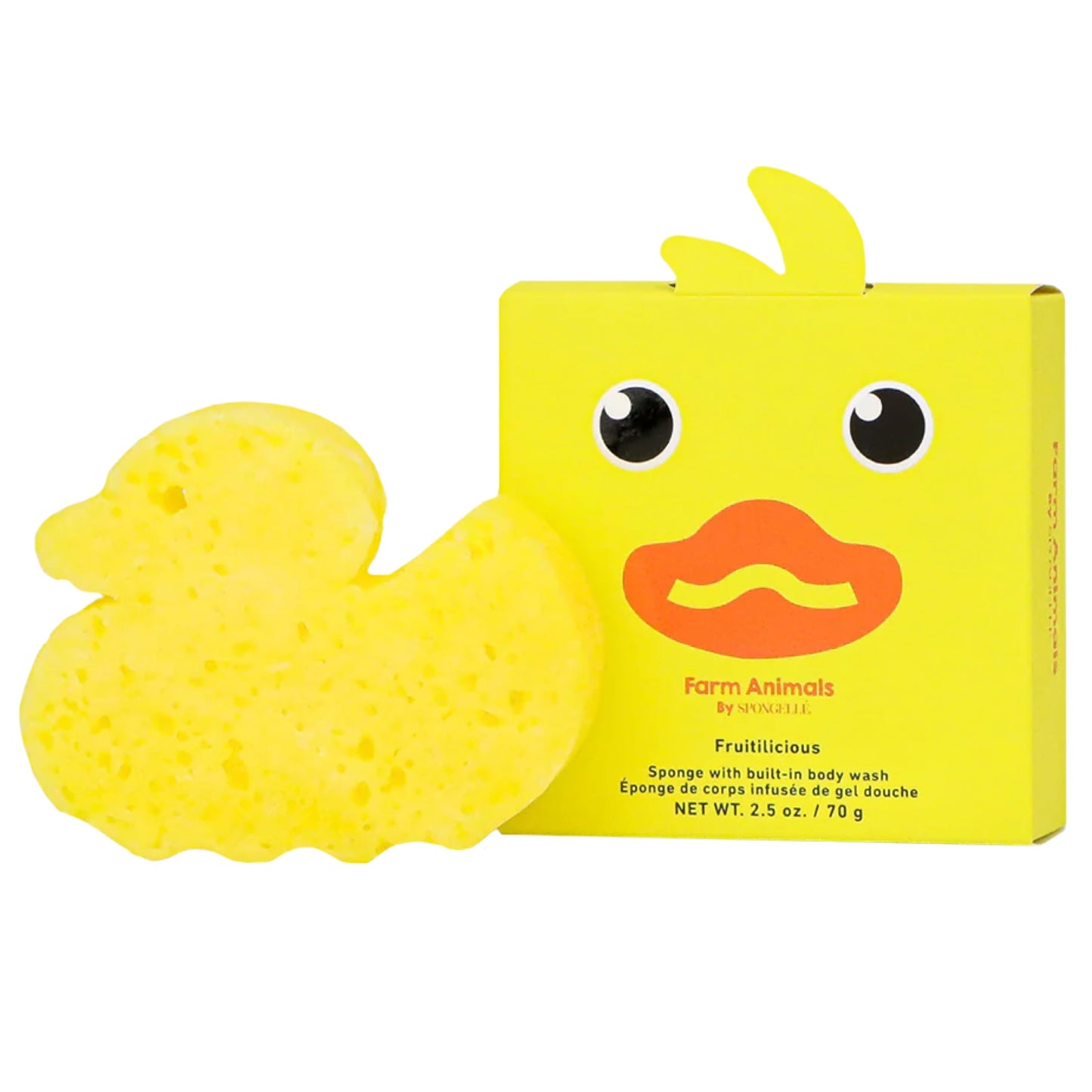 Spongellé Danny Duck Farm Animals Kid's Body Buffer | All Ages | Body Wash Infused Shower Loofah | Newborn Essentials & Baby Essentials | Cruelty-Free, Vegan, Dermatologist-Tested, Made in USA