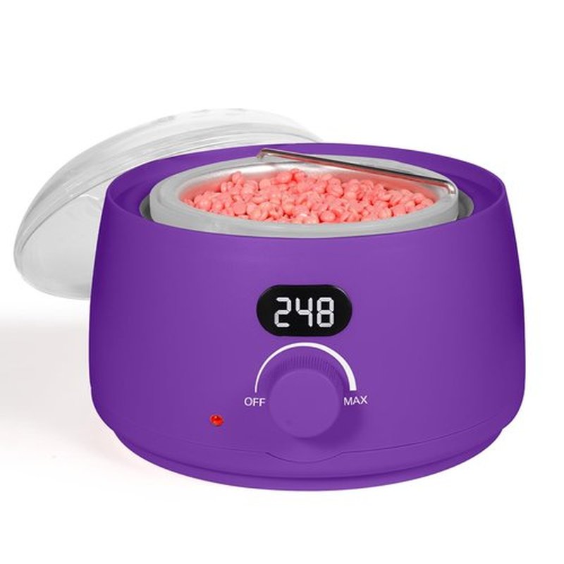 Digital Wax Warmer for Hair Removal : LCD Professional Waxing Pot Hard Wax Heater for Waxing - 14 oz Melt Wax Pot and Transparent Lid(Purple)