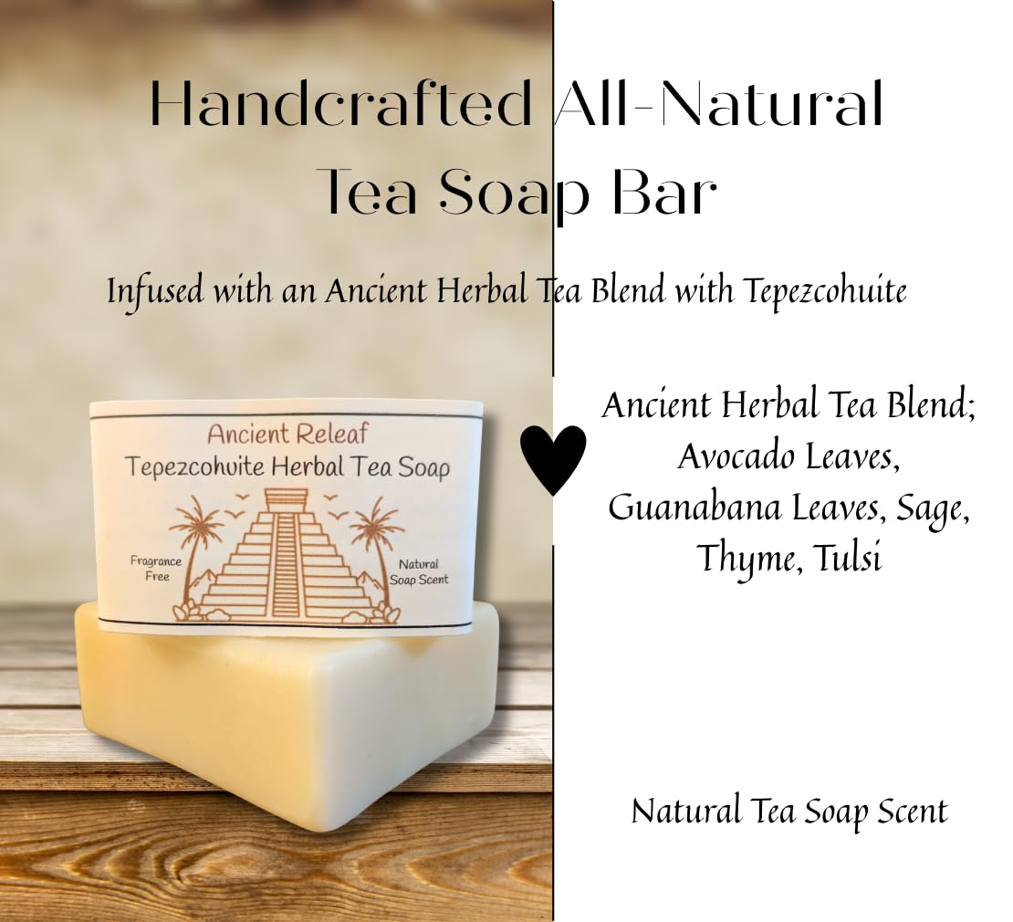 Tepezcohuite Herbal Tea Soap, with Tallow, Nourishing, Cleansing, refreshing, 5 oz. bar