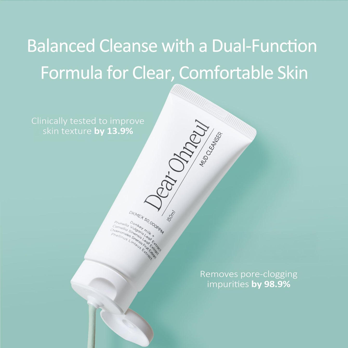 Dear Ohneul Mud Cleanser | 120ml 4.06 Fl. Oz | 2-in-1 Cleanser & Mask | Donkey Milk | Pore Refining | Deep Cleanse | Kaolin Clay | Moisturizing | Korean Skincare