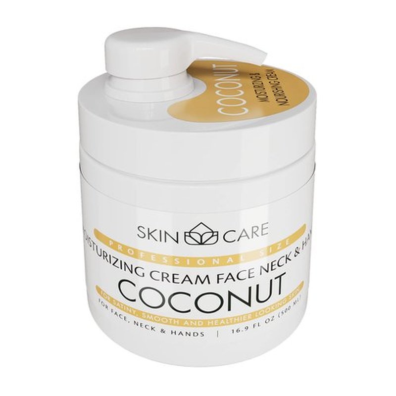 Skin Care Coconut Oil 3-in-1 Moisturizer Face Cream, Neck and Hands - Treatment for Crepey Skin, Wrinkles and Sagging - Daily Lotion for All Skin Types - 16.9 fl. oz.