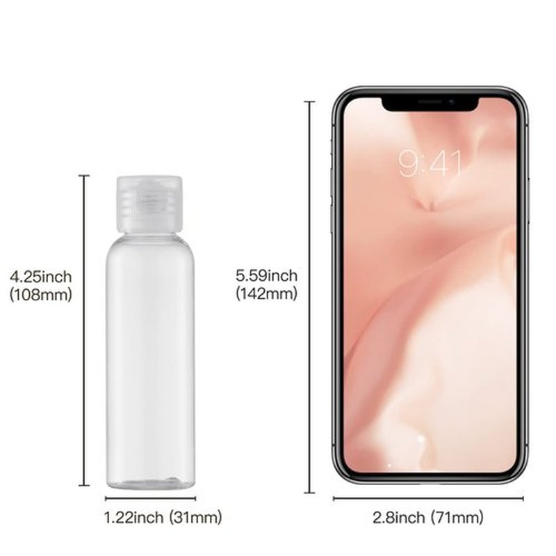 Tekson Travel Bottles Empty 2oz (10 PCS), Plastic Travel Size Cosmetic Container, TSA Amber Squeeze Bottle for Shampoo, Conditioner (Flip Cap)