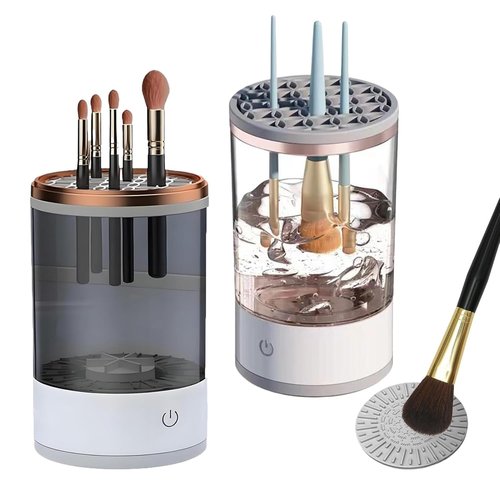 The Cozy Luna Brush Cleaner, Beauty Swirl Cosmetic Brush Cleaner, Beauty Swirl Electric Makeup Brush Cleaner (Black+Transparent)