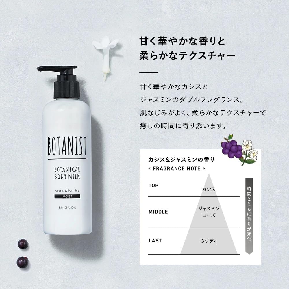 Botanist Hydrating Body Lotion for Women Sensitive Skin, Natural Body Moisturizer for Dry Skin, Full Body Lotion for Men | Moisturzing Japanese Skincare Ingredients, Cassis& Jasmine 8.1 Fl Oz MOIST