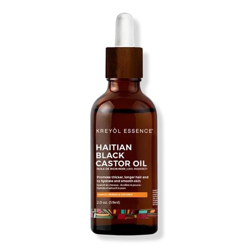 Kreyol Essence - Haitian Black Castor Oil for Skin and Hair, Glass Bottle - Fuller-Looking Hair, Hexane Free, Natural Humectant